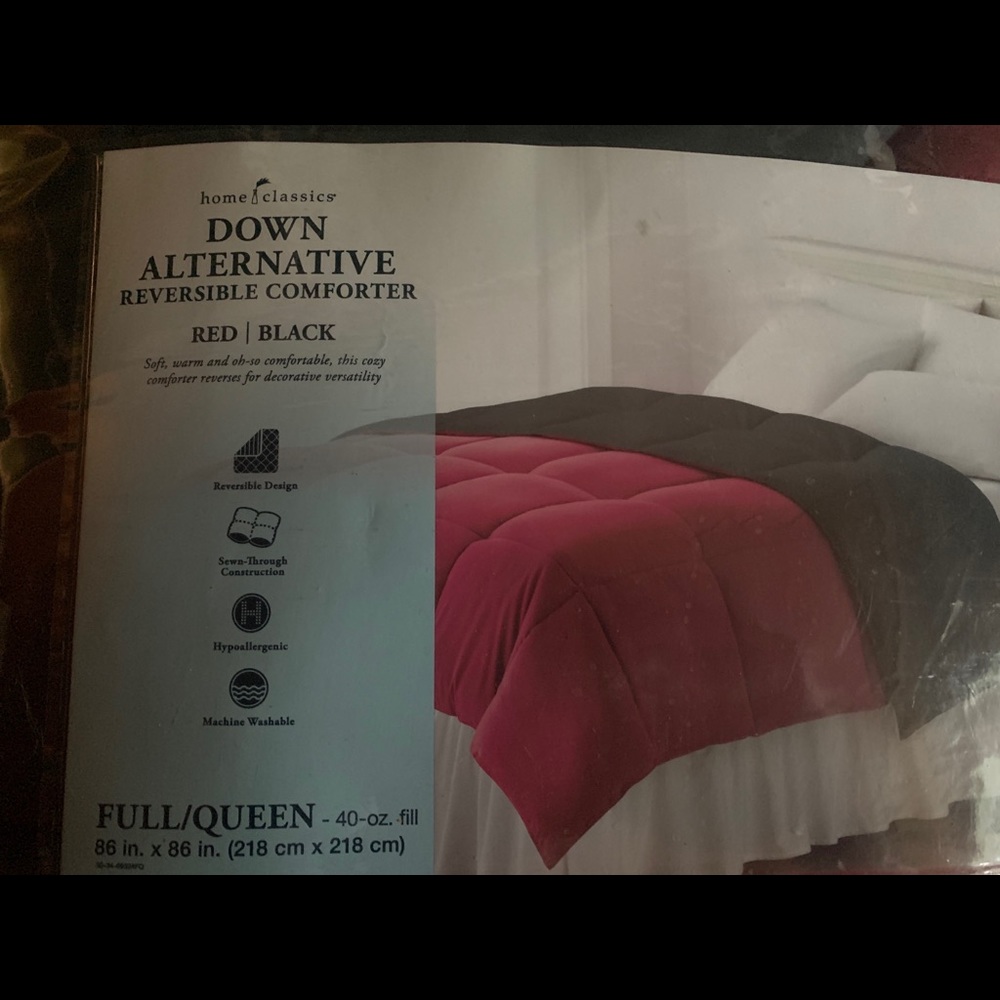 New alternative down comforter. Red and black